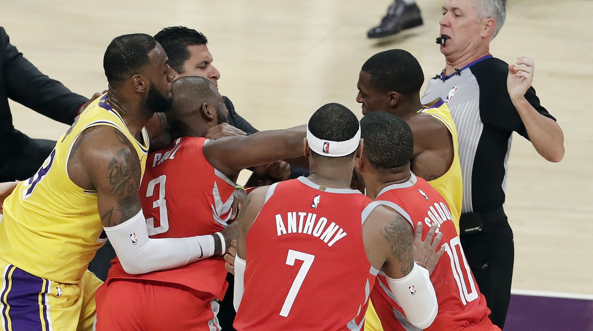 NBA suspends 3 players after Lakers-Rockets brawl