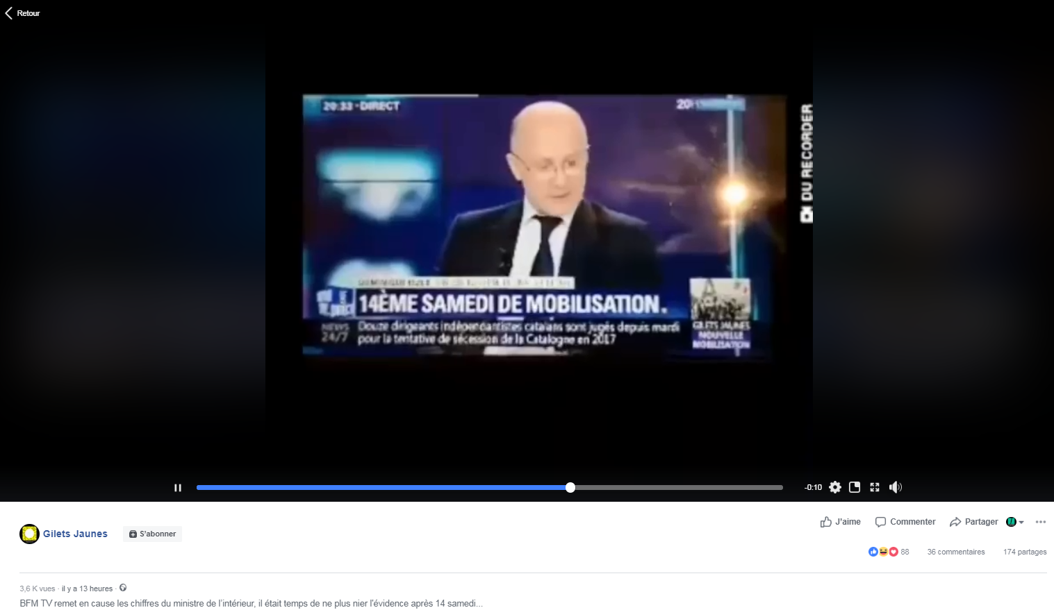 BFMTV met en doute les chiffres de la mobilisation donnés par le ministère de l'Intérieur, les gilets...