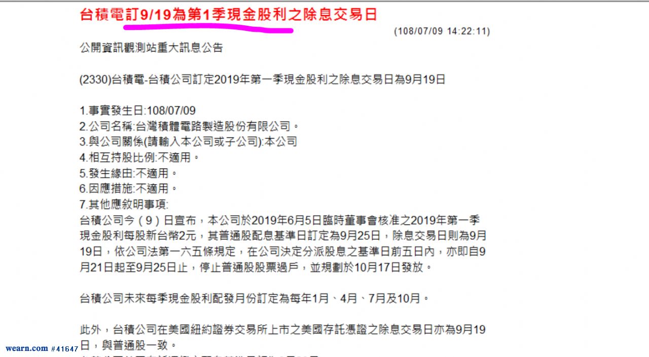 台積電即將開始季配息 會怎麼影響大盤？ - Yahoo!奇摩股市