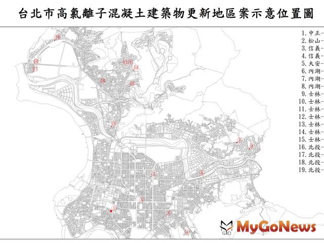 ▲台北市高氯離子混凝土建築物更新地區案示意位置