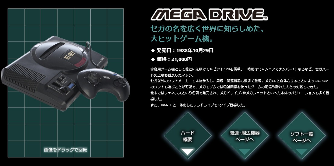 1988年10月29日 16bit Cpuを搭載したゲーム機 メガドライブ が発売