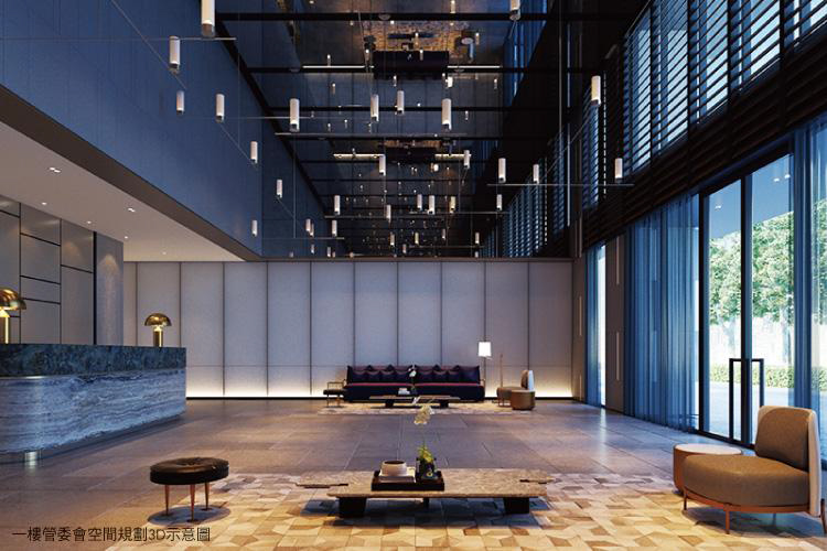 【微笑海悅】御用團隊傾心打造挑高6米6大器門廳，強調飯店式公設，要讓新北居民住得有感覺。