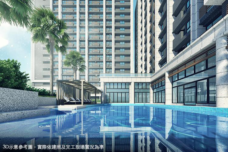 本案將產品定調為泳池飯店精品宅，吸引許多商務客群。