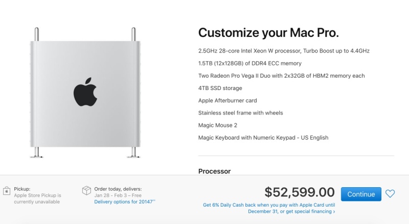 The most expensive new Mac Pro configuration costs $52,599