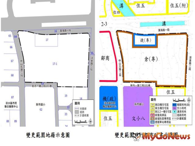 ▲淡海利多！淡海新市鎮家樂福量販店對面3.38公頃土地將計畫變更為「捷運站開發區」與「產業專用區」(圖：營建署)