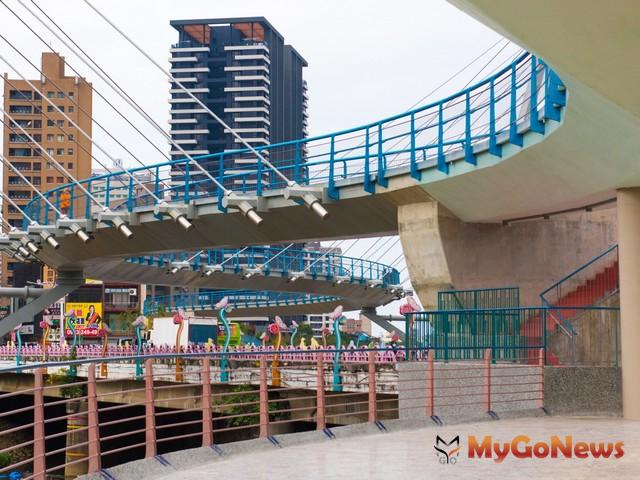 ▲桃園建設 南崁溪印象大橋完工啟用，串連22公里親水綠帶水岸新地標(圖：桃園市政府)