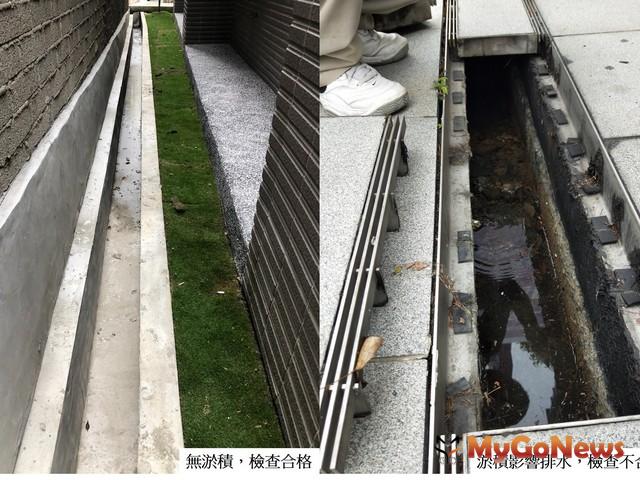 ▲新北透水城市不容破口，維護透水保水設施你我有責，基地排水溝檢查情形對照圖(圖：新北市政府)