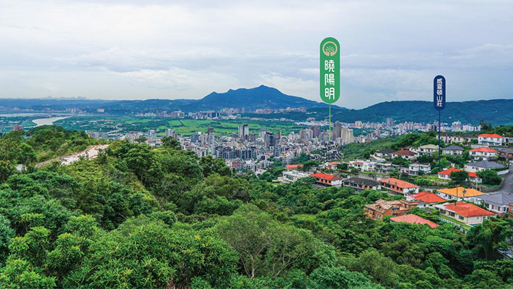 丹鳳山遠眺曉陽明與威靈頓山莊實景。
