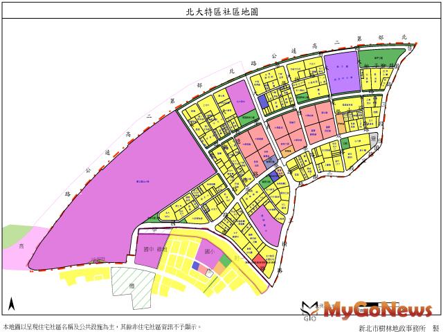 ▲北大特區社區地圖價格易速查，交易安全有保障(圖：新北市政府)