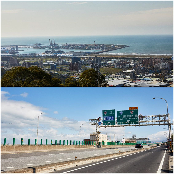 八里區內有台北港與61、64雙快速道路，成為海陸貿易交通要塞，「台北港特定區」未來將招標產業進駐，規劃為企業總部或商轉中心，就業人口增加勢必帶動周邊住宅需求。(▲上圖為台北港、▼下圖為61、64快速道路)