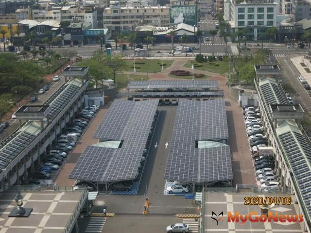 ▲台南市府停車場太陽光電板完工，每年回饋金達29萬(圖：台南市政府)