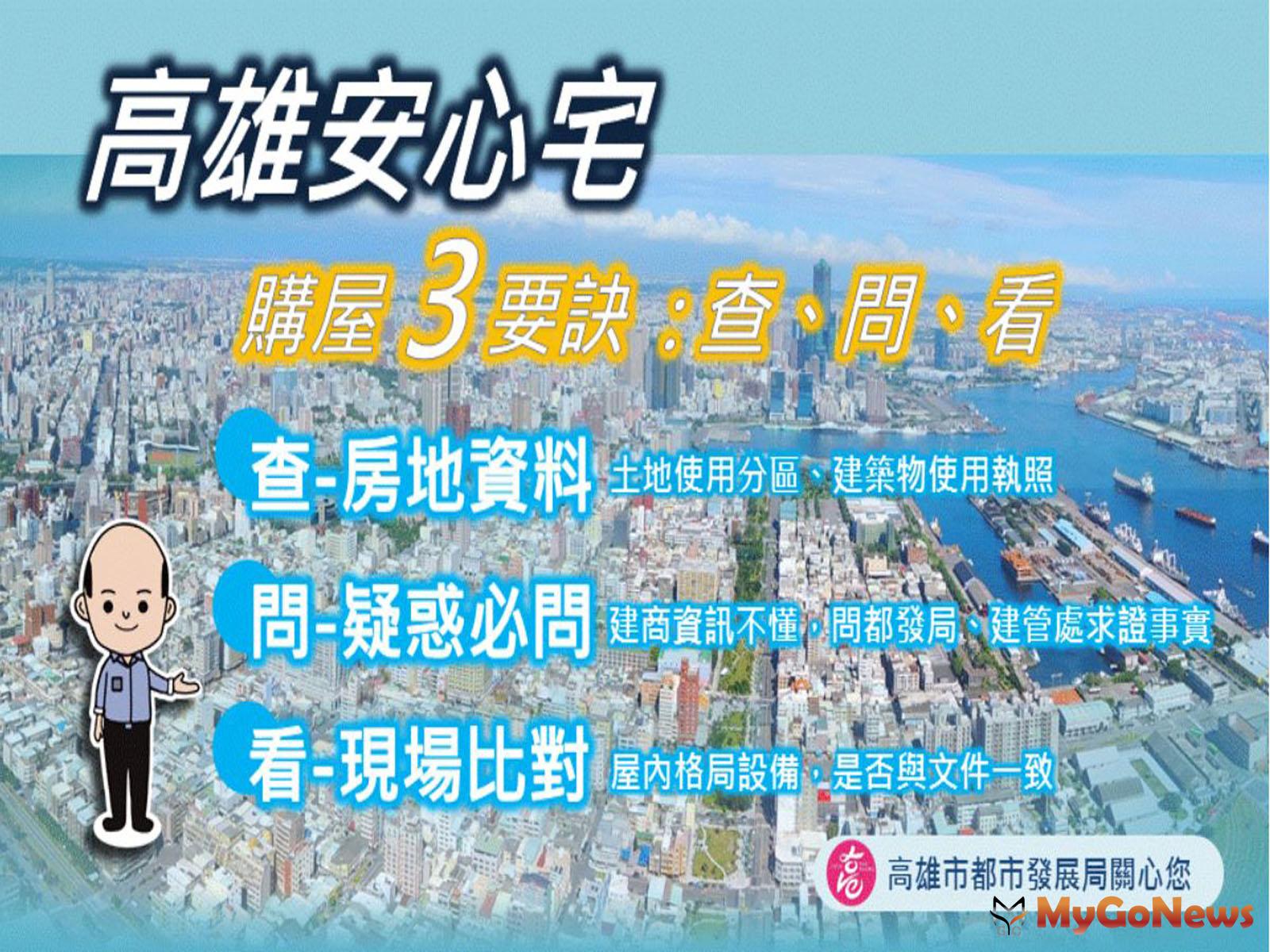 ▲「高雄安心宅」購屋成家避免糾紛，都發局提醒買屋「查、問、看」三要訣！(圖：高雄市政府)