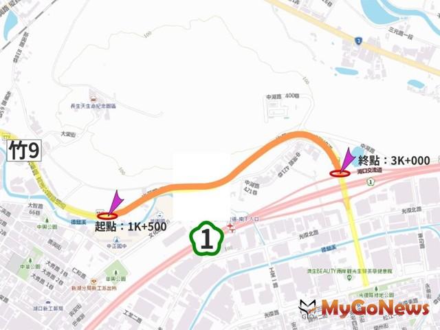 ▲湖口鄉竹9線耗資2300萬強化道路地基，加設住宅區隔音牆(圖：新竹縣政府)