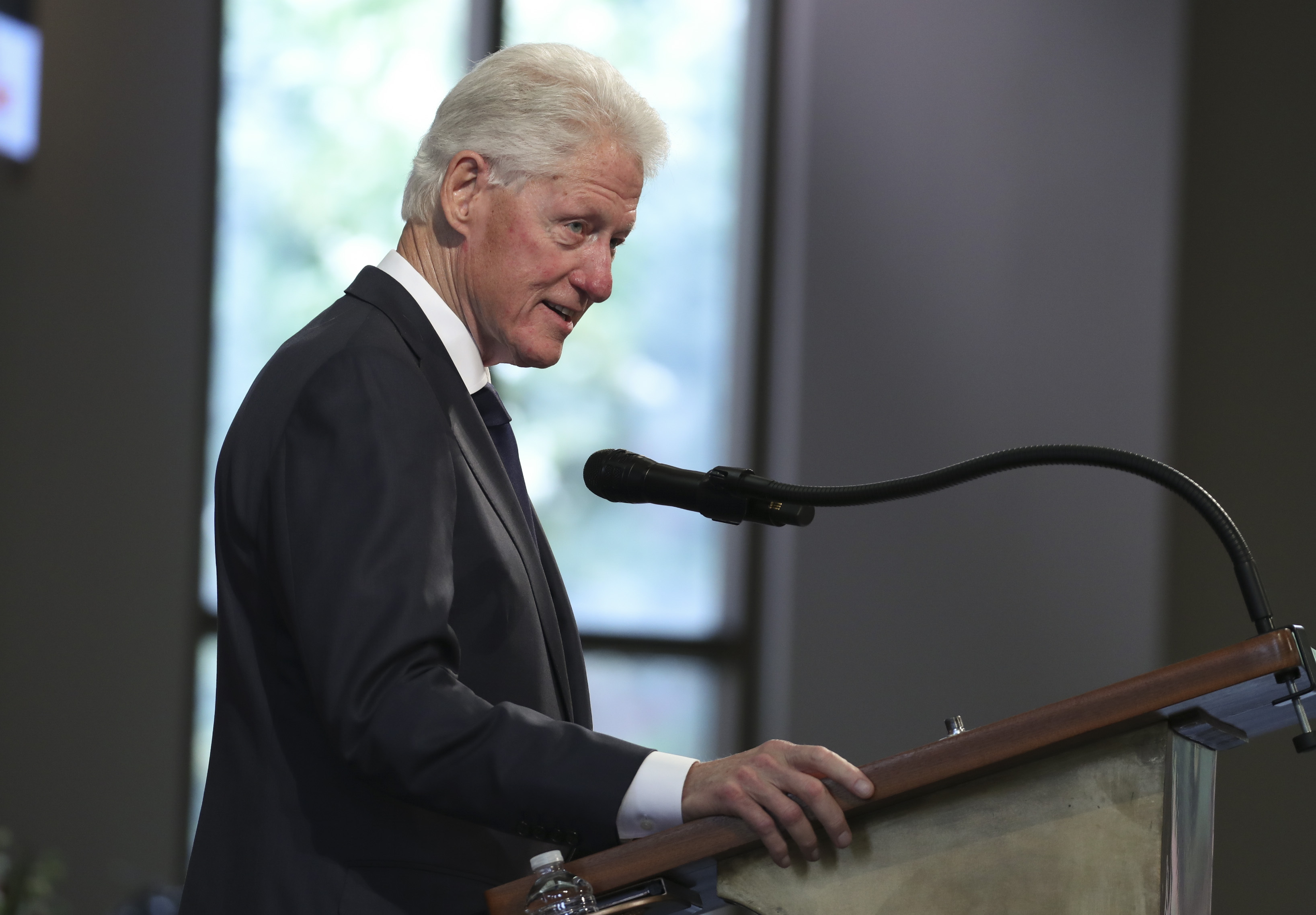 Former President Bill Clinton speaks at the funeral for Rep. John Lewis, D-Ga., in Atlanta on Thursday. (Alyssa Pointer/Pool via Reuters)