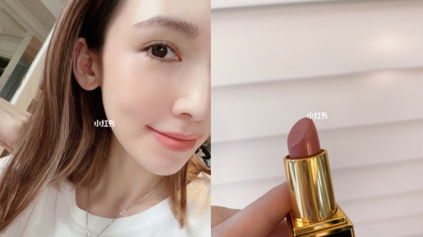 陳若儀很愛這支TF唇膏，她表示因為顏色擦起來好可愛，裸粉色調在日常擦也很可以，不會看起來沒精神的裸色，她已經購入第二隻了。