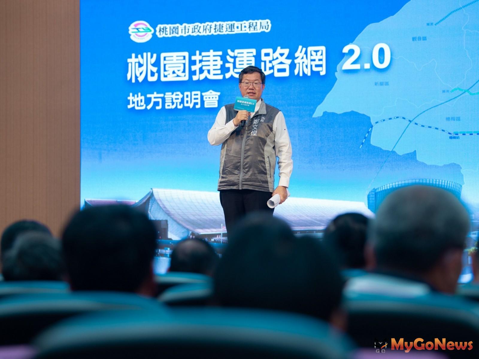 ▲鄭文燦說，三心六線路網完成後，可讓桃園市約一半的人口就近搭乘捷運，同時藉由捷運機場線、捷運棕線、捷運三鶯線抵達台北，可望縮短北桃間的距離，打造北北桃1小時軌道生活圈(圖：桃園市政府)。