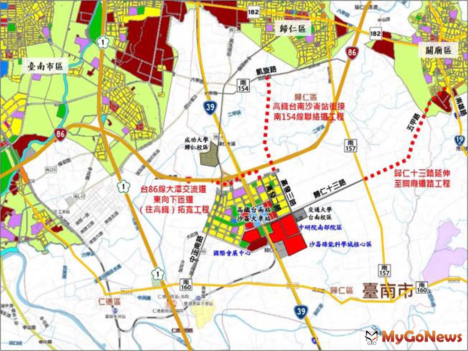 ▲打通台南高鐵特區交通動脈，沙崙綠能科學城聯外道路、延伸台86線大潭交流道匝道陸續開闢(圖：台南市政府)