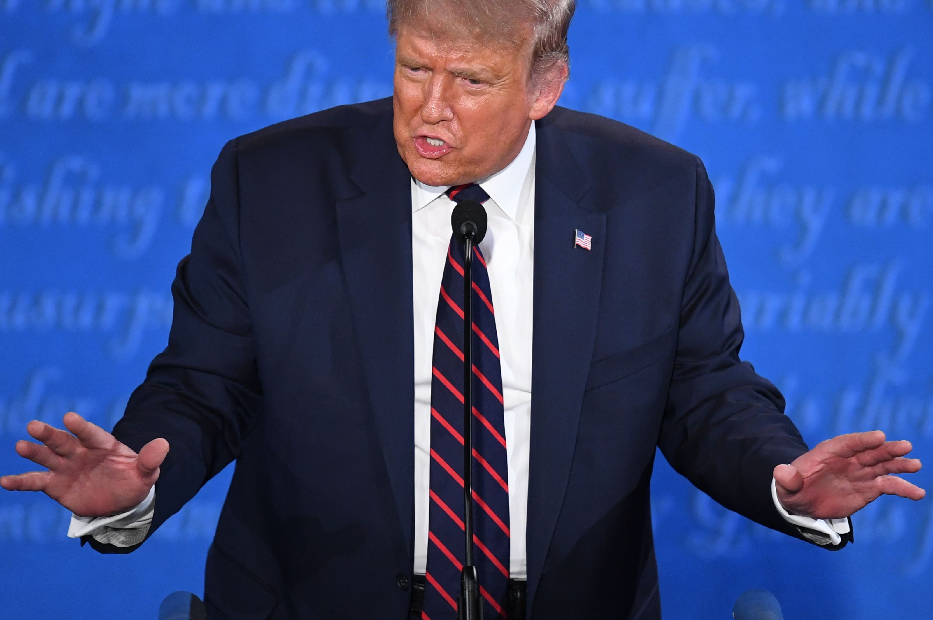 President Donald Trump speaks during the first presidential debate at Case Western Reserve University and Cleveland Clinic in Cleveland, Ohio, on September 29, 2020. (Saul Loeb/AFP via Getty Images)