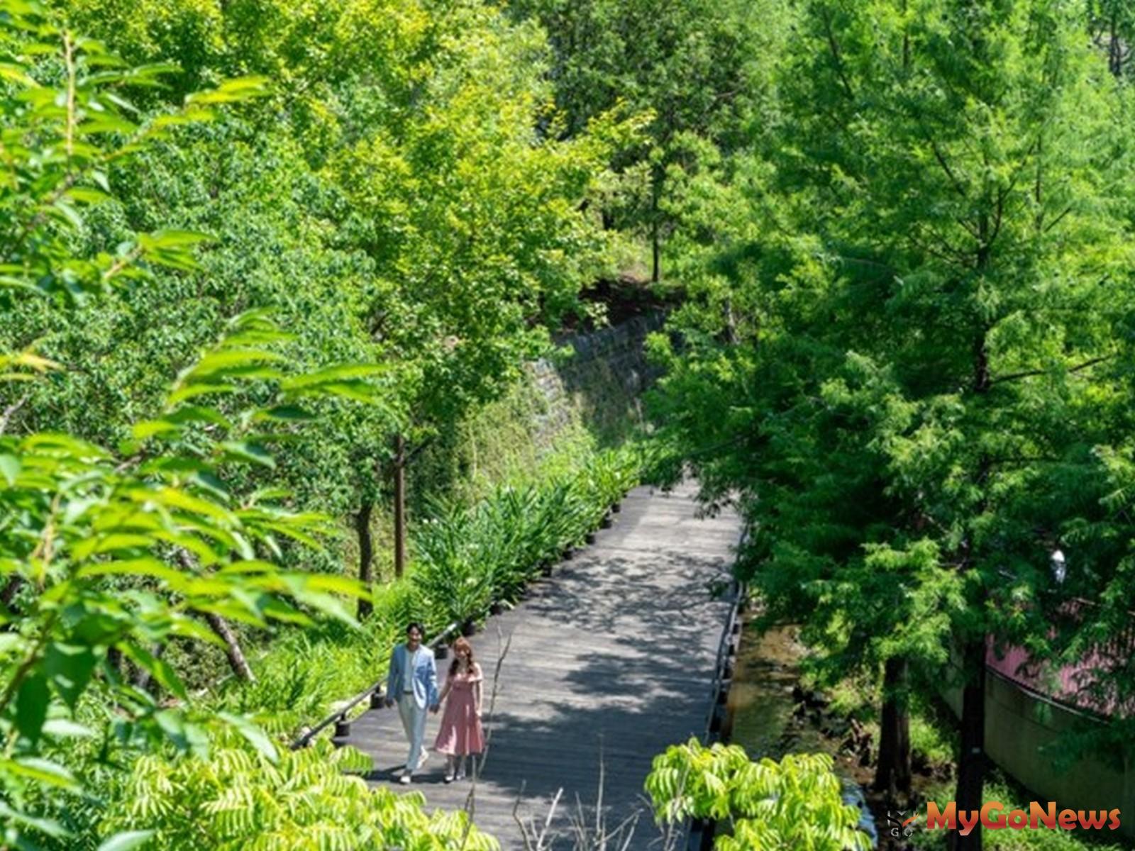 ▲秋紅谷萬坪綠覆,隨時都能輕鬆散步 圖/興富發提供