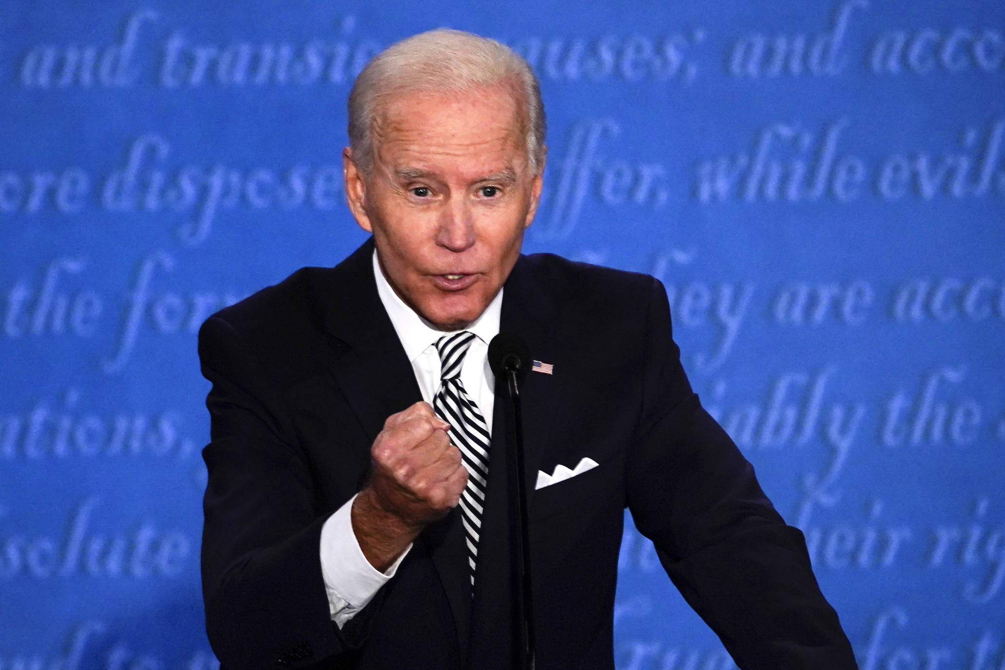 Joe Biden speaks during the first U.S. presidential debate hosted by Case Western Reserve University and the Cleveland Clinic in Cleveland, Ohio, U.S., on Tuesday, Sept. 29, 2020. (Matthew Hatcher/Bloomberg via Getty Images)