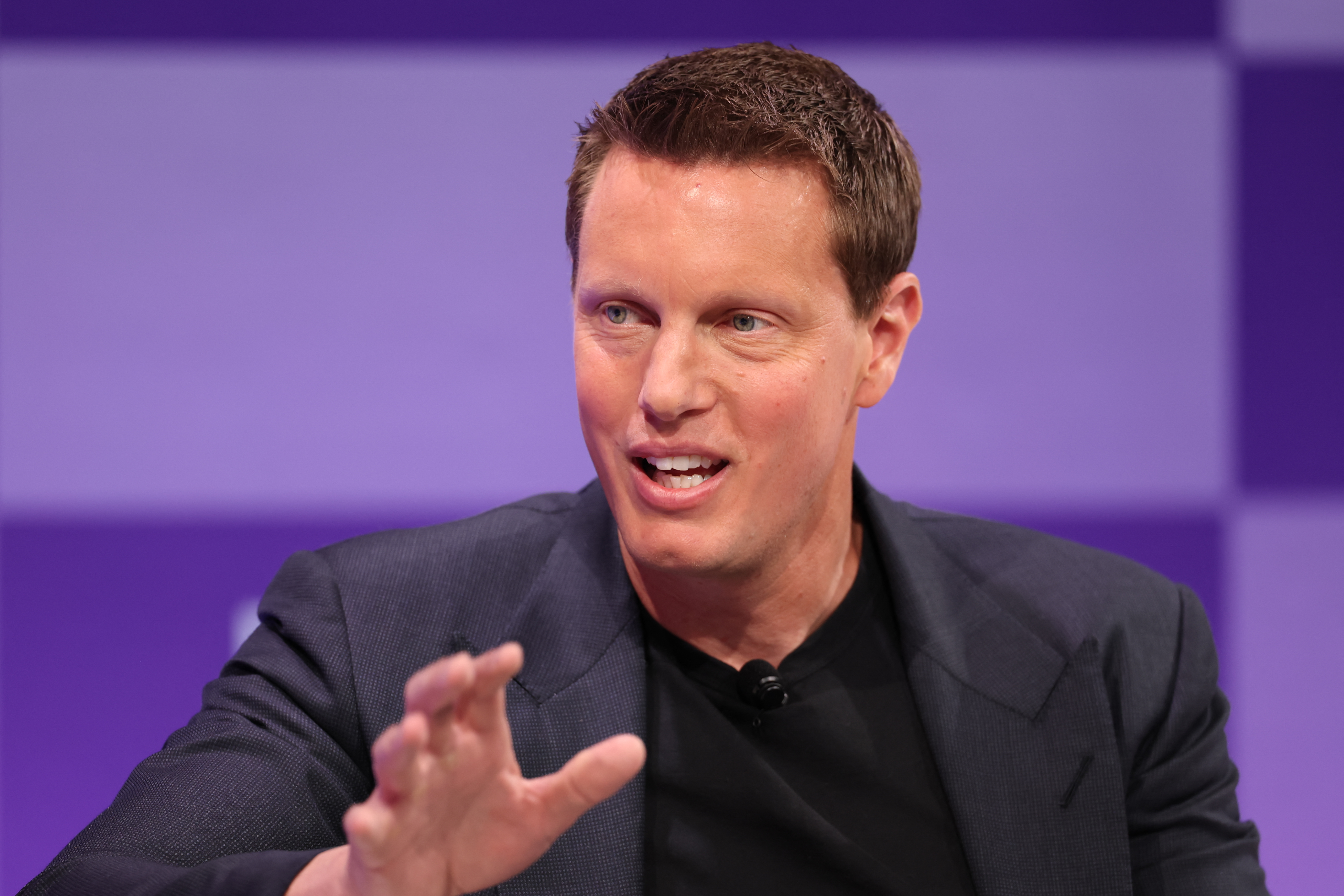 Paramount Skydance CEO David Ellison speaks during the Bloomberg Screentime conference in Los Angeles on October 9, 2025.