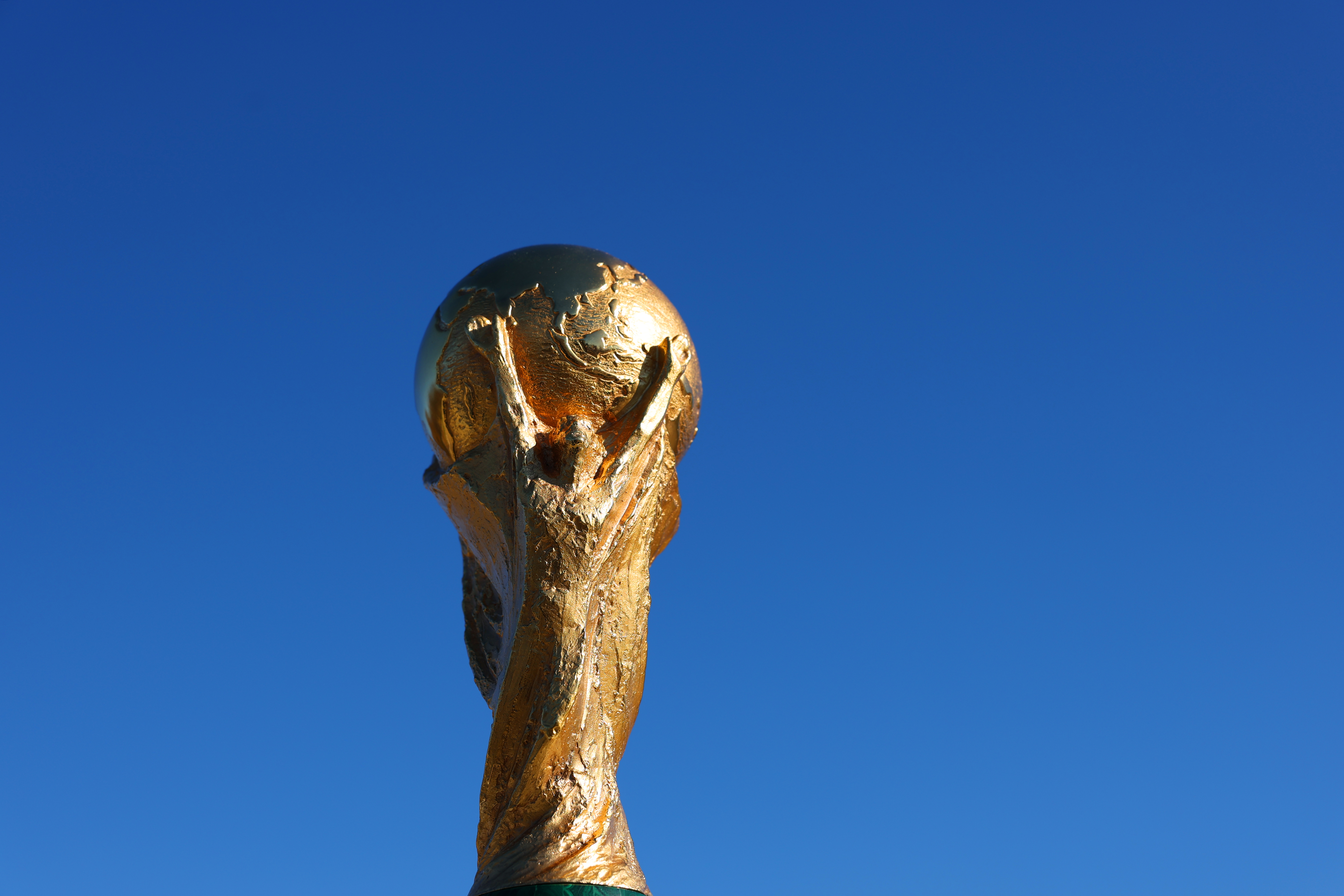 WASHINGTON, DC - DECEMBER 03: The FIFA World Cup Trophy ahead of the FIFA World Cup 2026 Official Draw on December 03, 2025 in Washington, DC. (Photo by Michael Regan - FIFA/FIFA via Getty Images)