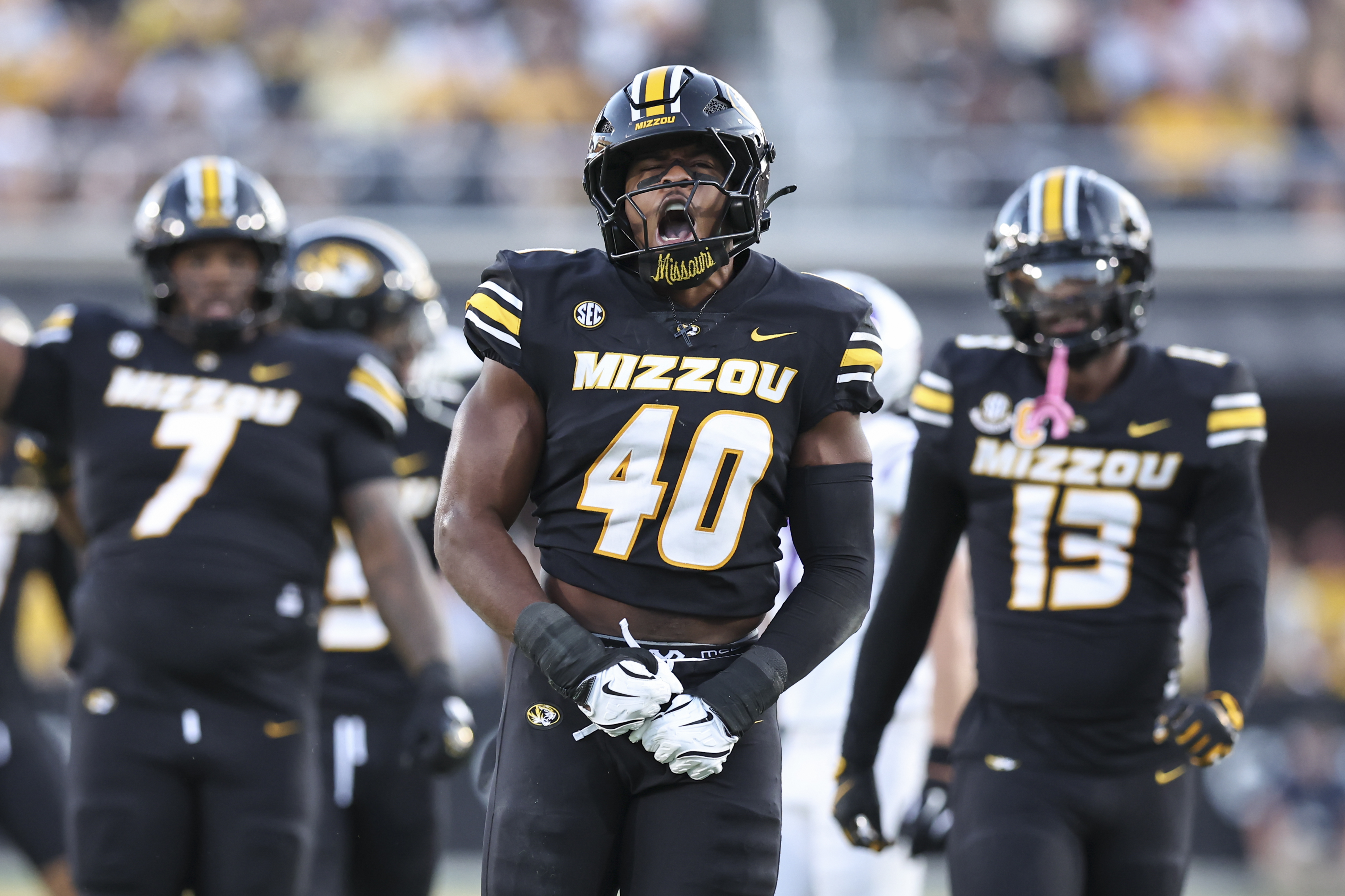 Missouri Tigers linebacker Josiah Trotter (40) was picked in the NFL Draft, two years after his brother was selected. (Photo by Scott Winters/Icon Sportswire via Getty Images)